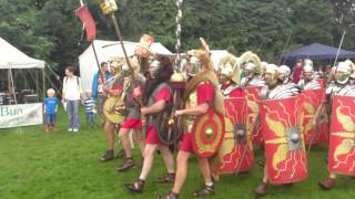 Roman Reenactment at the Amphitheatre in Caerleon Marching In [upl. by Nivrae385]