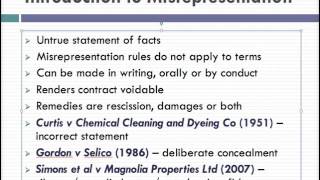 Misrepresentation Lecture 1 of 4 [upl. by Armalda]